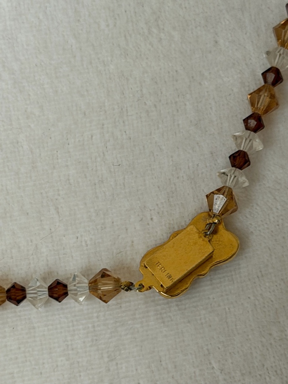 Vintage Gold-Tone "Terling" Hallmark Butterfly Clasp Crystal Necklace - Picture 4 of 4